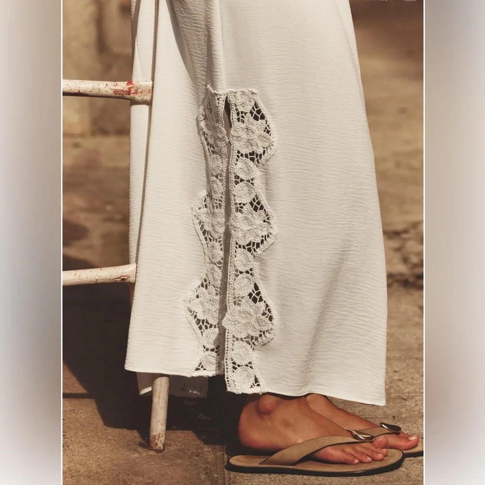 Zara White Maxi Dress with Lace Details - Picture 6 of 13